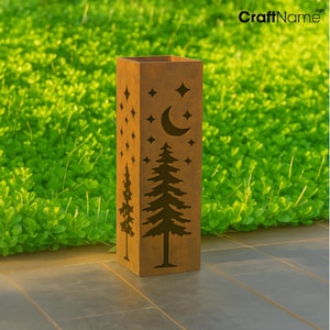 Colonne de jardin en métal pin rouillé rustique, décoration de jardin aménagement paysager, sculpture d&#39;art de jardin extérieur, meubles de jardin sur mesure, couverture de puits