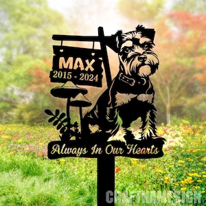 Custom Miniature Schnauzer Dog Memorial Stake, Schnauzer Memorial Garden Stake With Plaque, Grave Marker, Metal Yard Stake, Cemetery Stake