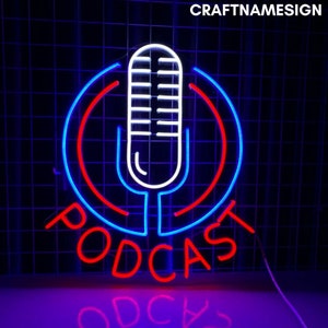 Podcast Neon Sign, Podcast Led Sign, Custom Neon Sign, Recording Studio Wall Decor, Podcast Radio Music Club Wall Art, Microphone Led Light