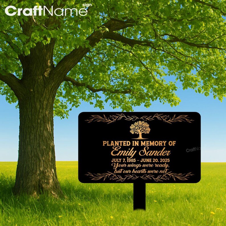 Personalized Memorial Tree With Stake, Metal Garden Marker, in Memory ...