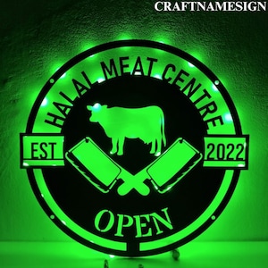 Custom Butcher Shop Metal Sign, Butcher Shop Led Sign, Beef Store Wall Decor, Custom Metal Sign, BBQ Restaurant Art, Barbecue Grill Bar Sign