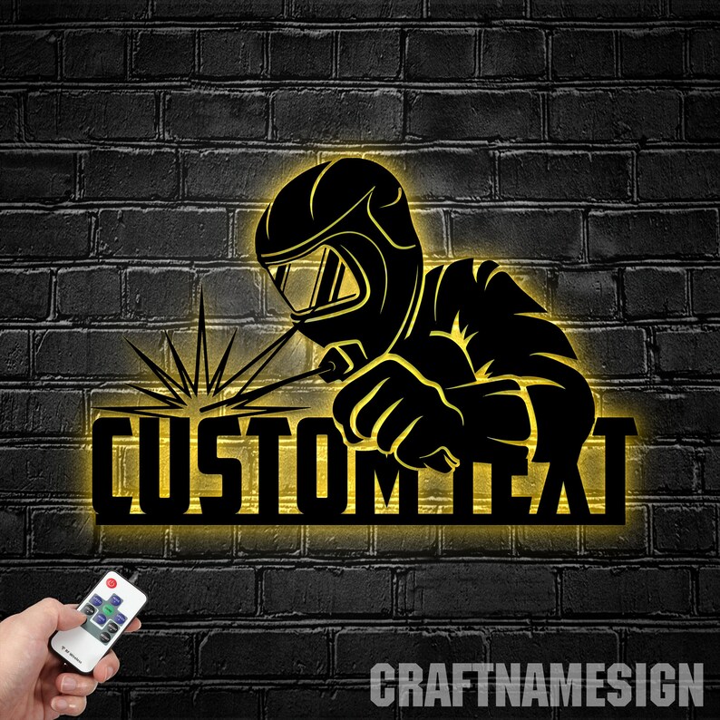 Custom Welding Metal Wall Art LED Light, Personalized Welder Name Sign Home Decor, Welder Sign, Welder Dad Gifts, Idea for Home Decor & Gift image 3