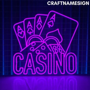 Poker Casino Neon Sign, Poker Card Led Sign, Custom Neon Sign, Casino Bar Lounge Decor, Gambling Room Light, Jackpot Casino Wall Decor