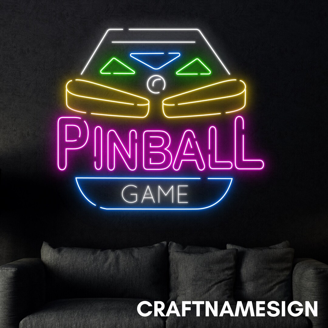 Pinball Game Neon Sign, Pinball Game Led Sign, Custom Neon Sign, Game ...