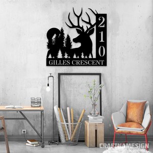 Custom Deer House Number Metal Address Sign, Custom House Number Metal ...