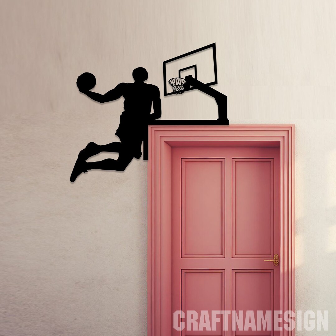 Basketball Sport Door Corner Metal Wall Art, Basketball Door Topper