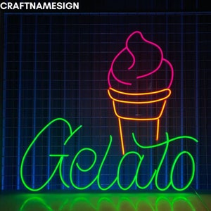 Gelato Ice Cream Neon Sign, Grand Opening Ice Cream Gelato Neon Led Sign, Custom Neon Light For Ice Cream Store Decor, Dessert Led Light