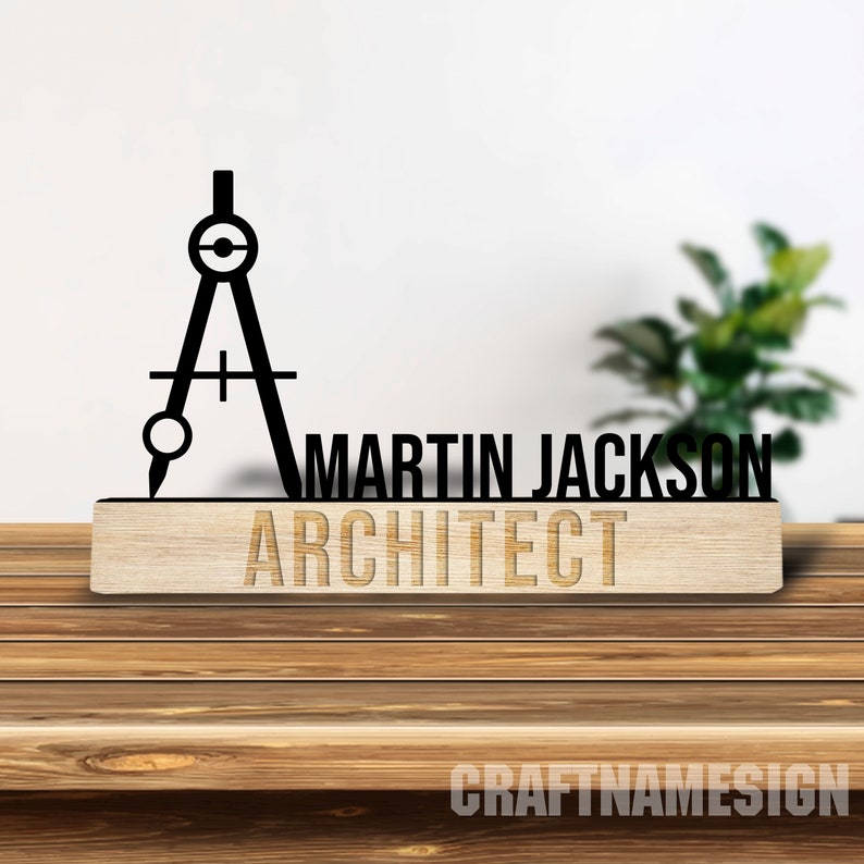 Custom Wooden Architect Desk Name Plate, Architecture Metal Nameplate for desk, Desk Nameplate, Office Decor, Desk Name Plate, New Job Gift image 5