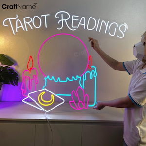 Tarot Readings Neon Light Sign, Tarot Card Reading Led Signs, Psychic Reading Shop Wall Decor, Neon Sign for Tarot Psychic Shop Open Decor