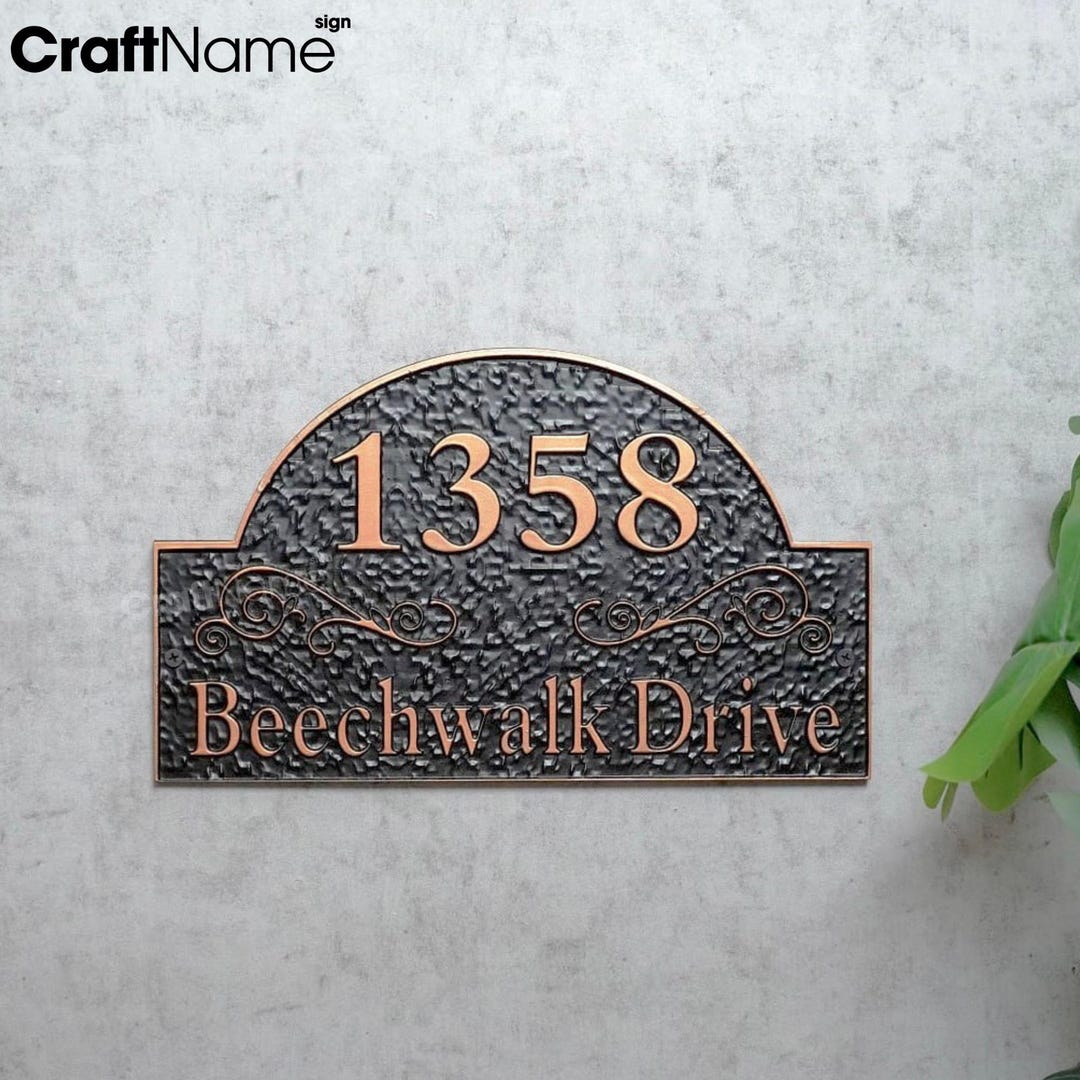 Custom Elegant House Number Plaque, Personalized Address Sign for Home ...