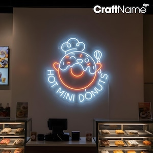 Hot Mini Donuts Neon Sign – LED Wall Light for Donut Shop, Cafe, or Bakery Decor