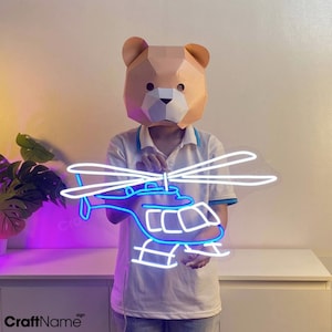 Helicopter Neon Wall Art, Helicopter Led Sign, Helicopter Pilot Wall Art Neon Light, Father&#39;s Day Gift, Gift for Son, Airplane Led Lights