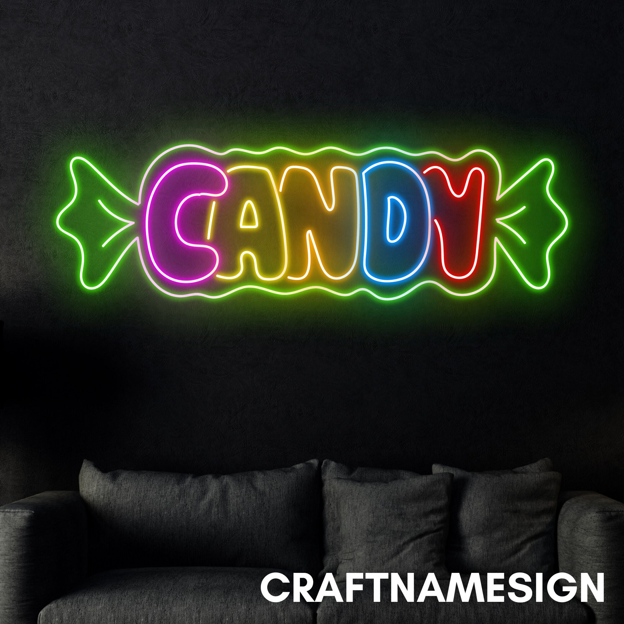KANDYTOWN SIGN – Sign Few Colors Colorful Candy Neon Sign, Colorful Sweet Candy Led Sign