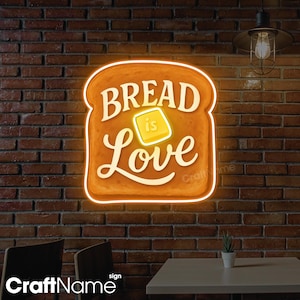 Bread Led Light Sign, Acrylic Sign for Bakery Shop Wall Decor, Bread Lover Gift, Bake Shop Sign, Light Up Sign for Baker, Baking Wall Art