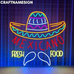 Mexican Fresh Food Neon Sign, Mexican Fiesta Led Sign, Custom Neon Sign, Mexican Restaurant Neon Decor, Mexican Food Shop Led Light