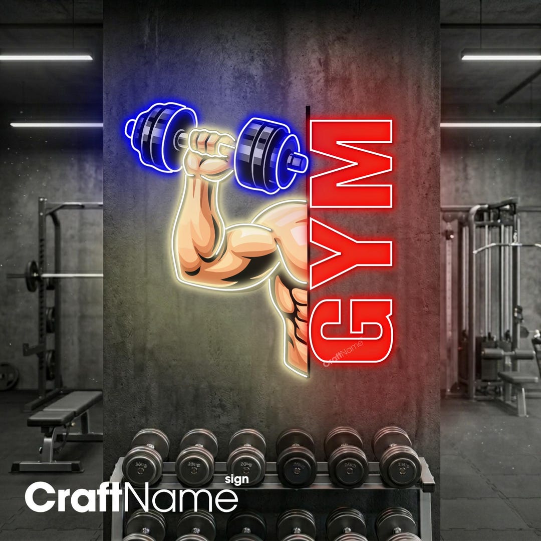 Dumbbell Gym Neon Sign, Fitness LED Wall Light for Home Gym or Workout ...