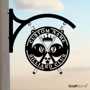 Personalized Billiards Club Backyard Wall Hanging Metal Sign, Snooker Home Bar Wall Art Decor, Large Laser Metal Cut, Billiards Wall Decor