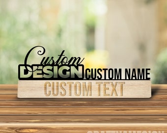 Custom Wooden Company Brand Logo Desk Name Plate, Metal Nameplate for desk, Desk Nameplate, Logo Desk Decor, Logo Office Desk Name Plate
