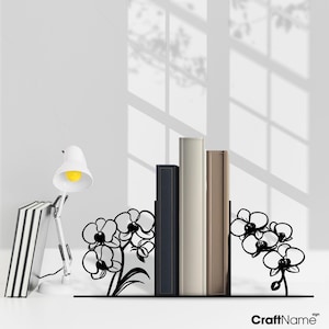 Custom Flowers Book Holder Metal Sign, Flower Lover Metal Bookend for Book Nook Decor, Book End Metal Art, Book Stand Desk Decor