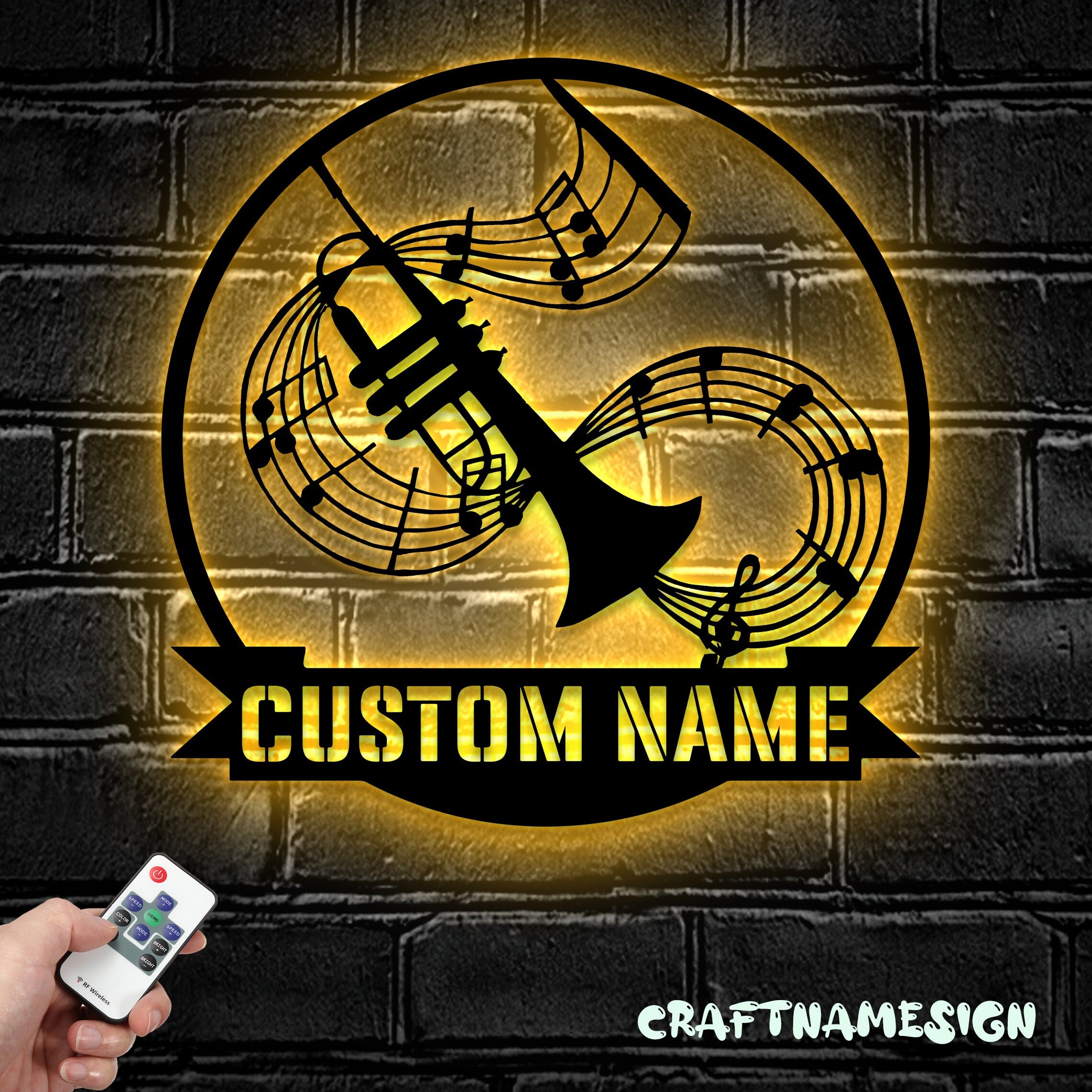 Custom Trumpet Musical Instrument Metal Wall Art LED Light ...