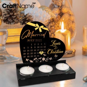 Benutzerdefinierte Hochzeit Jahrestag Kerzenhalter, Metallschild für Hochzeitstisch Dekor, Geschenk für Paar, Hochzeitsandenken Geschenk