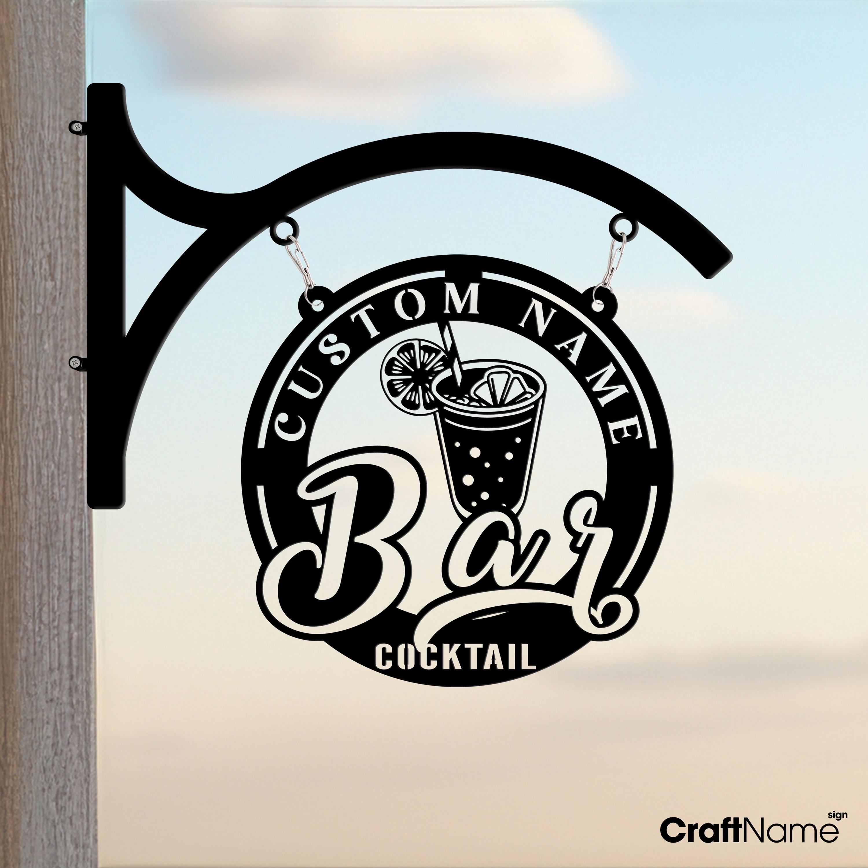 Personalized Cocktail Bar Open Metal Outdoor Wall Hanging, Beach Party Cocktail Metal Steel Wall Art Decor, Home Bar Pub Storefront Decor