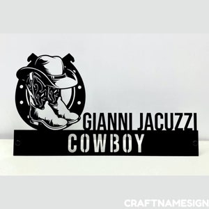 Custom Cowboy Lover Wooden Desk Name Plate, Personalized Cowboy Metal Nameplate for desk, Office Decor, New Job Gift, Christmas Dad Gifts