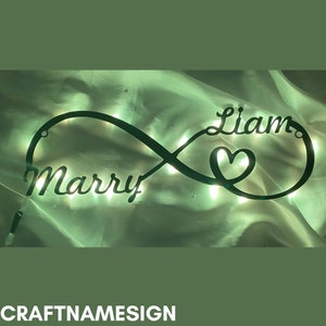 Custom Infinite Heart Metal Led Wall Light, Endless Love Metal Sign, Love Anniversary Wall Art, Valentine&#39;s Gift, Valentine&#39;s Day Wall Decor