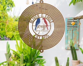 Personalized Metal Wind Spinner for 50th Wedding Anniversary Party Decor, 50th Years Together Metal Print Hanging Spinner, Parents Gifts