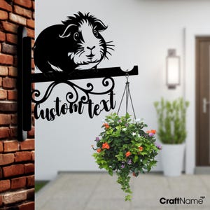 Personalized Guinea Pig Garden Hanging Planter Metal Wall Art, Custom Guinea Pig Hanging Planter Indoor, Plant Hanger Gift for Plant Lover