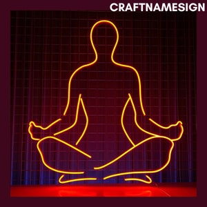 Meditation Line Led Sign, Yoga Line Neon Sign, Custom Neon Sign, Yoga Club Wall Decor, Fitness Room Led Light Art, Yoga Wall Neon Decor