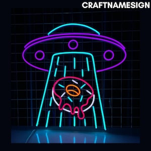 UFO Abduction Donut Neon Sign, Donut Led Sign, Custom Neon Sign, Donut Store Wall Decor, Bakery Neon Light, Bake Shop Wall Art, Donut Gifts