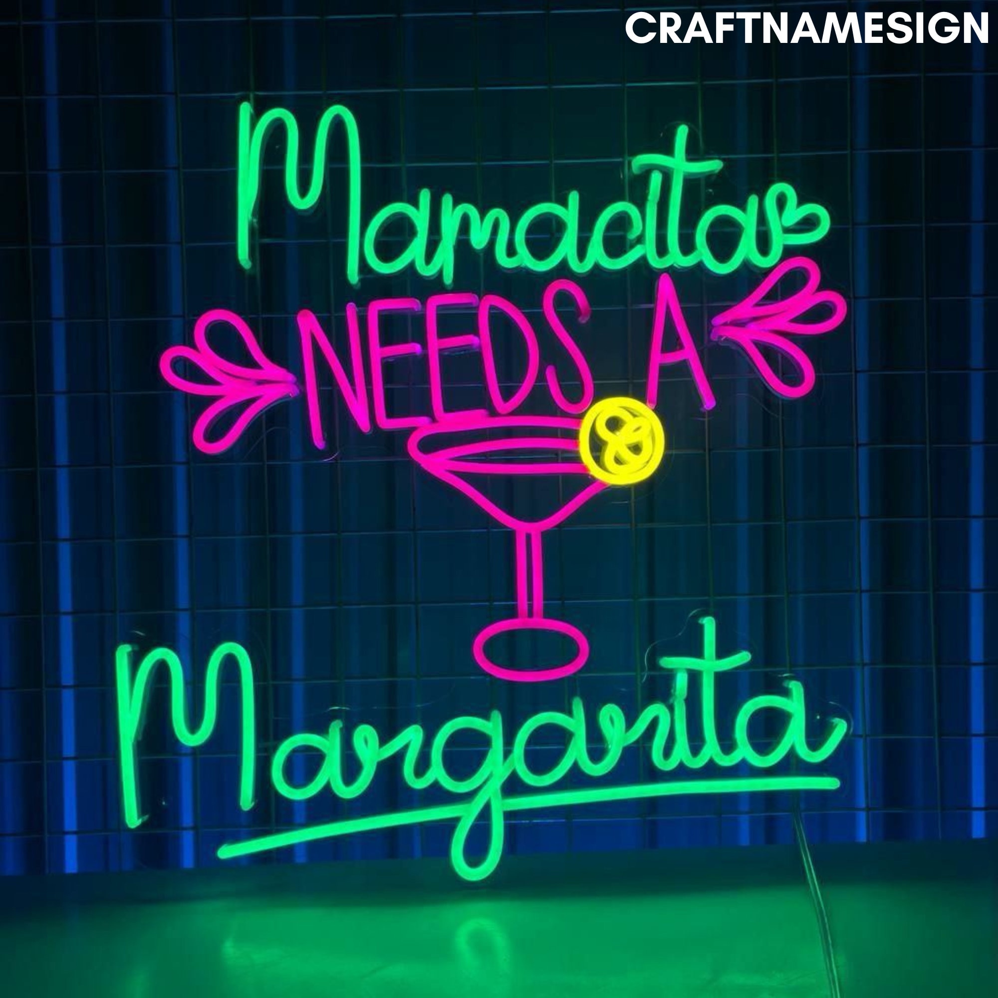 Mamacita Needs A Margarita Neon Sign, Margarita Led Sign, Custom Neon Sign, Cocktail Bar Decor, Bar Pub Wall Art, Margarita Lover Gifts