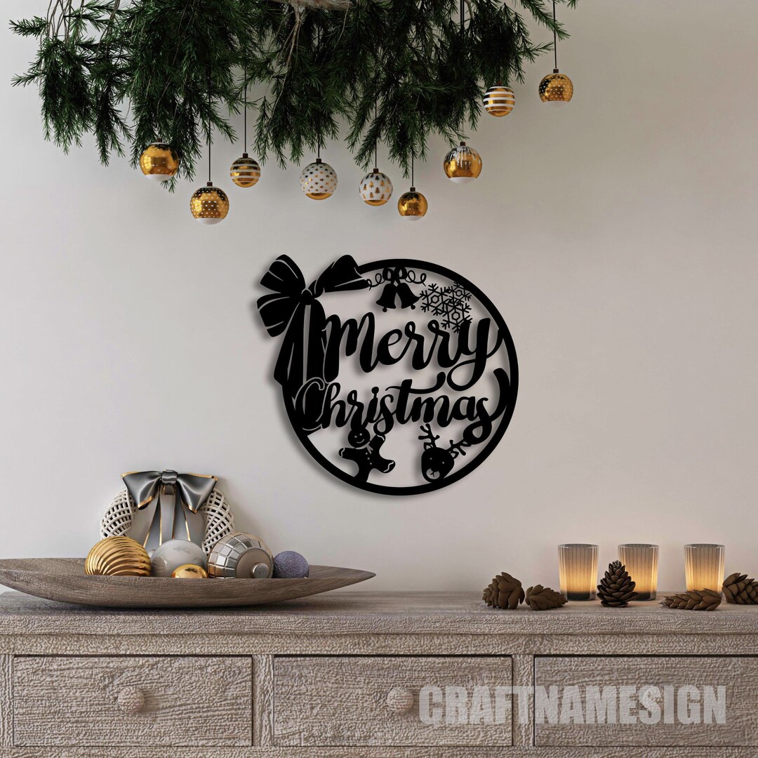Merry Christmas Metal Wall Art Led Light Christmas Metal Wall Etsy
