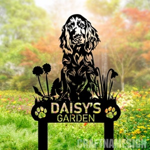 Personalized Cocker Spaniel Dog Metal Memorial Garden Stake, Custom Pet Grave Marker Name Sign, Remembrance Stake Decor, Dog Loss Gift