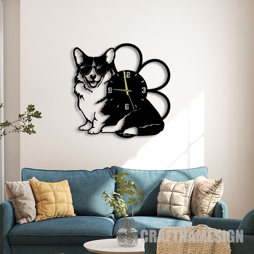 Design Welsh Corgi Dog Metal Wall Clock, Wall Clock Unique for Home ...