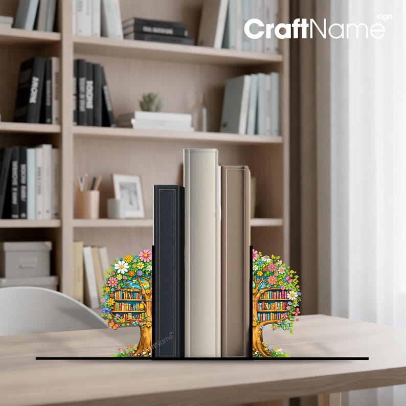 Tree Bookends Floral Book Tree Metal Bookend, Nature Book Holder for Reading Nook or ...