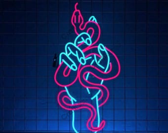 Hand with Snake Led Sign, Snake Neon Sign, Custom Neon Sign, Snake Neon Led Light For Man Cave Decor, Snake Wall Art Light, Home Bar Decor