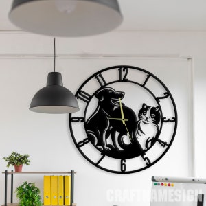 Veterinary Clinic Large Metal Wall Clock with Latin Numerals, Wall Clock Unique for Home Decor and Wall Arts, Personalized Veterinarian Gift