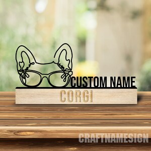Plaque signalétique de bureau oreille de chien corgi commémoratif personnalisée, plaque signalétique en métal oreille de chien pour bureau, plaque signalétique de bureau, décor chien corgi gallois, plaque signalétique de bureau