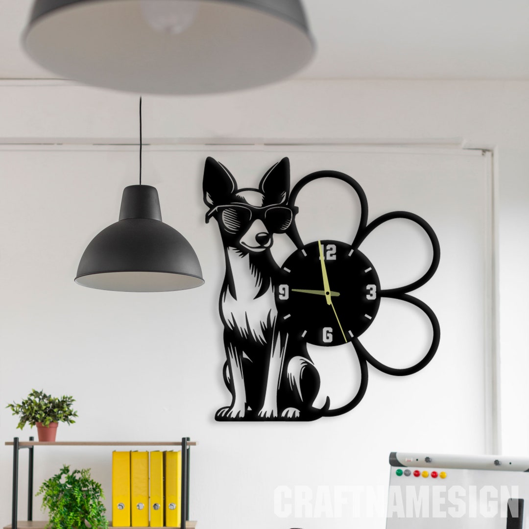 Chihuahua Dog Large Metal Wall Clock, Wall Clock Unique for Home Decor ...