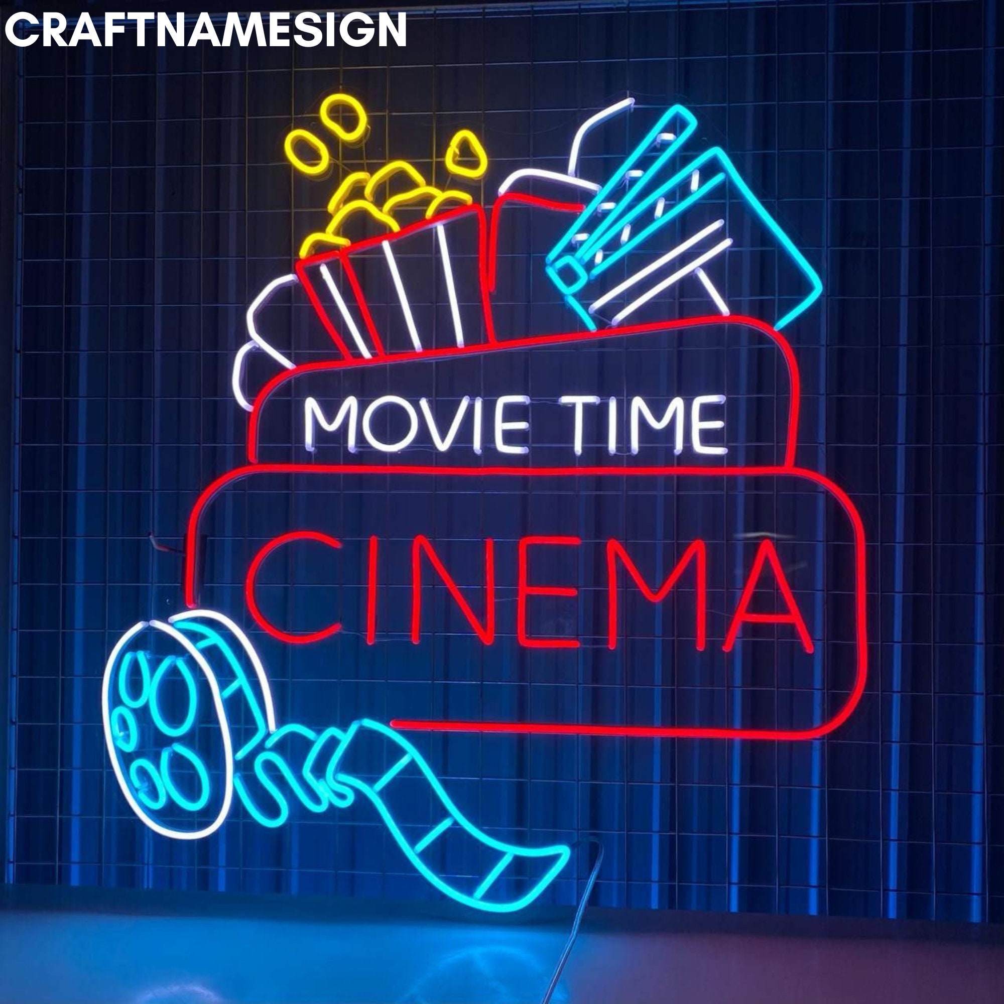 Enseigne Lumineuse De Cinéma - Décoration Murale Avec Lettres Et Emoji - Pour Salon Home-cinéma Ou Salle De Jeu