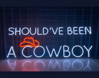 Had een Cowboy Neon Sign moeten zijn, Western Cowboy Led Sign, Custom Neon Sign, Cowboy Bar Wall Decor, Cowboy Store Wall Art, Cadeau voor papa