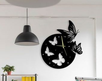 Large Butterfly Metal Wall Clock, Wall Clock Unique for Home Decor and Wall Arts, Personalized Modern Butterfly Clocks For Wall Decoration