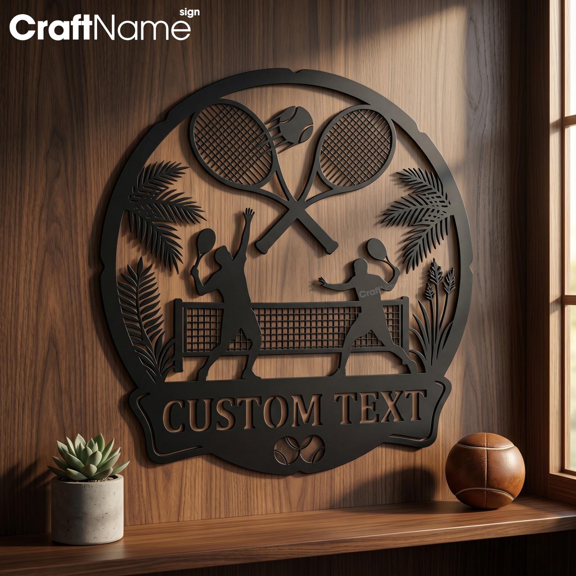 Tennis Racket Sign Custom Tennis Metal Wall Art LED Light, Custom Racket Sign, Outdoor Patio ...