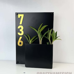 Custom Succulents Planter House Number Sign, Long Lasting Modern Handmade Address Planter Box, Weather Resistant Steel Address Planter