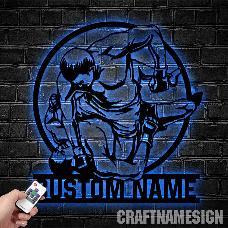 Custom MMA Fighter Metal Sign, MMA Fighter Metal LED Decor, Personalized Fighter Name Sign, Mixed Martial Arts Metal Led Light Decor image 7