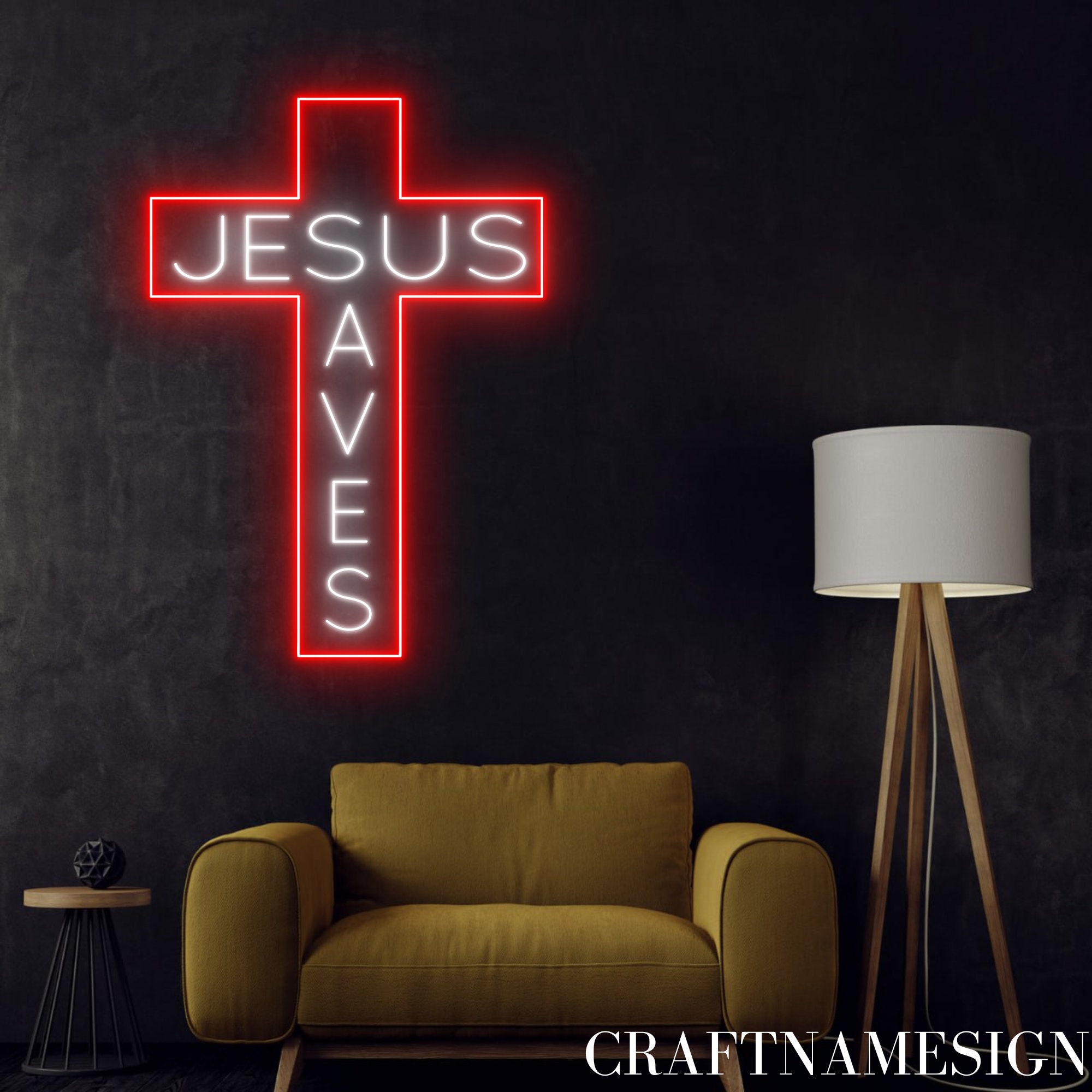 Jesus Saves Cross Neon Sign, Jesus Saves Led Sign, Custom Neon