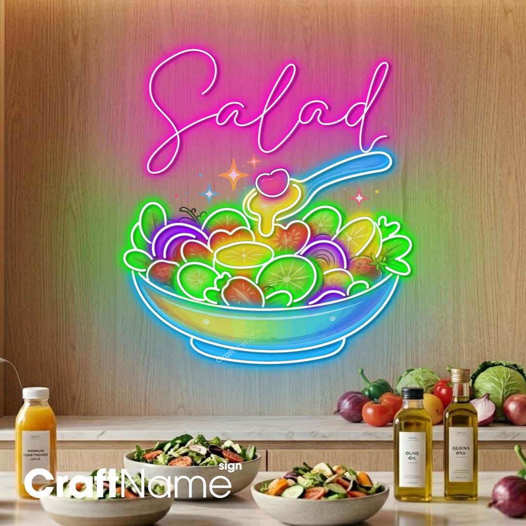 Organic Salad Neon Sign, Healthy Food LED Wall Light for Cafe or ...