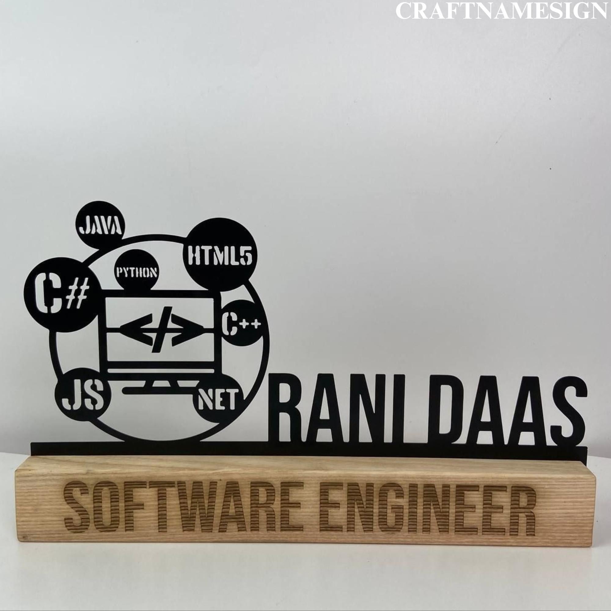 Custom Software Engineer Wooden Desk Name Plate, Developer Metal Nameplate for desk, Desk Nameplate, Office Desk Name Plate, New Job Gift